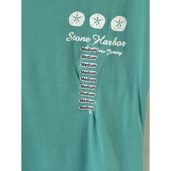 Making Waves Womens Size Small Stone Harbor 100% Cotton Aqua Beach T- Shirt Tee - Picture 2 of 9